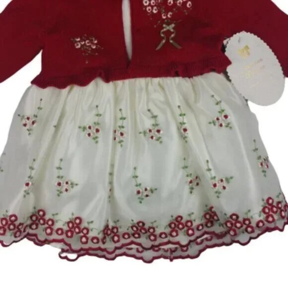 American Princess Floral Red and Ivory Dress Size 6M - Picture 6 of 12